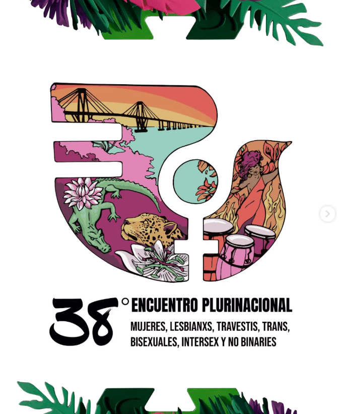 Anunciaron logo del Encuentro Plurinacional de Mujeres, Lesbianas, Travestis, Trans, Bixesuales, Intersex y no Binaries. 