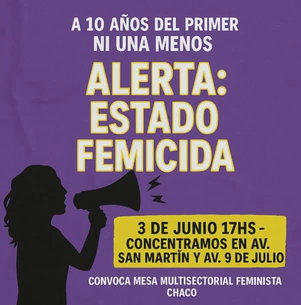 Imagen: Convocatoria a la movilización del 3 de junio en Resistencia Chaco
