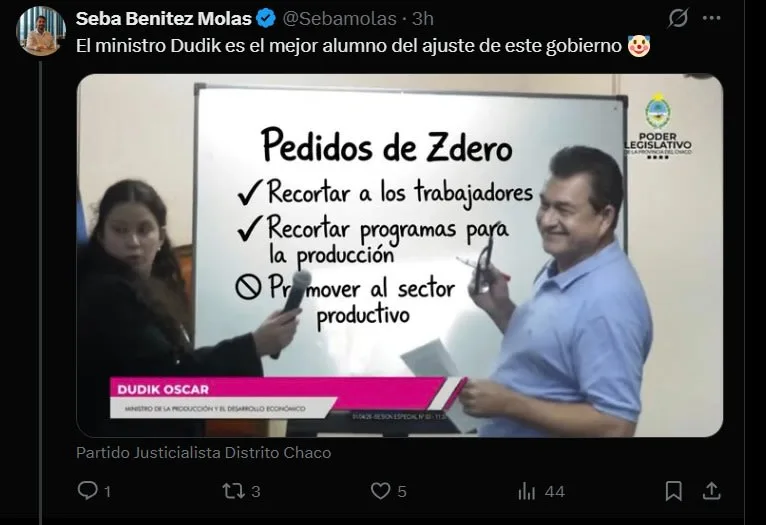 Imagen: Críticas a la exposición del ministro. Fuente: x.com/Sebamolas